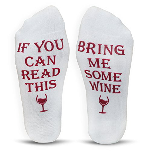 Cavertin Wine Socks with Gift Box "Bring Me Some Wine" Non Skid Socks for Women 
